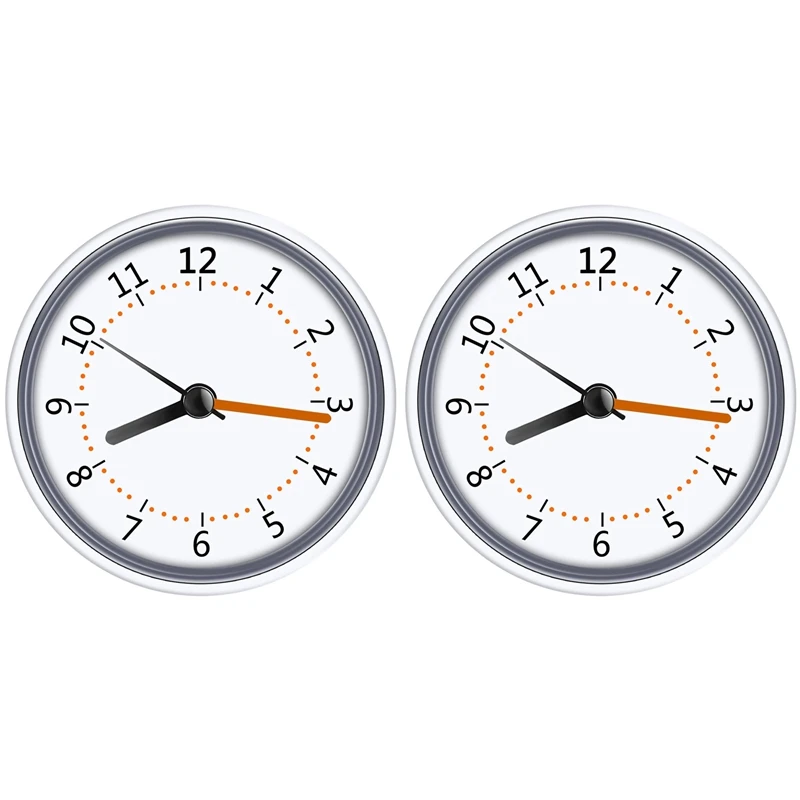 4X мини-часовници за душата на Водоустойчивост IP24 стенен часовник с вендузата за баня, акрилни часовници с вендузата за лице0