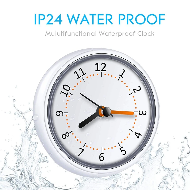 4X мини-часовници за душата на Водоустойчивост IP24 стенен часовник с вендузата за баня, акрилни часовници с вендузата за лице3