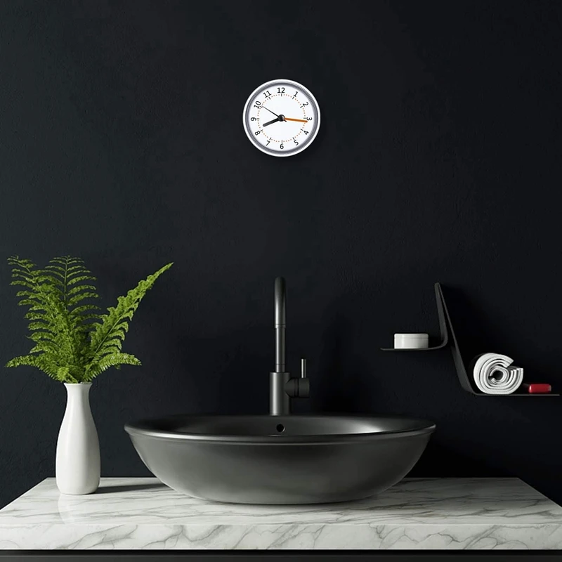 4X мини-часовници за душата на Водоустойчивост IP24 стенен часовник с вендузата за баня, акрилни часовници с вендузата за лице5