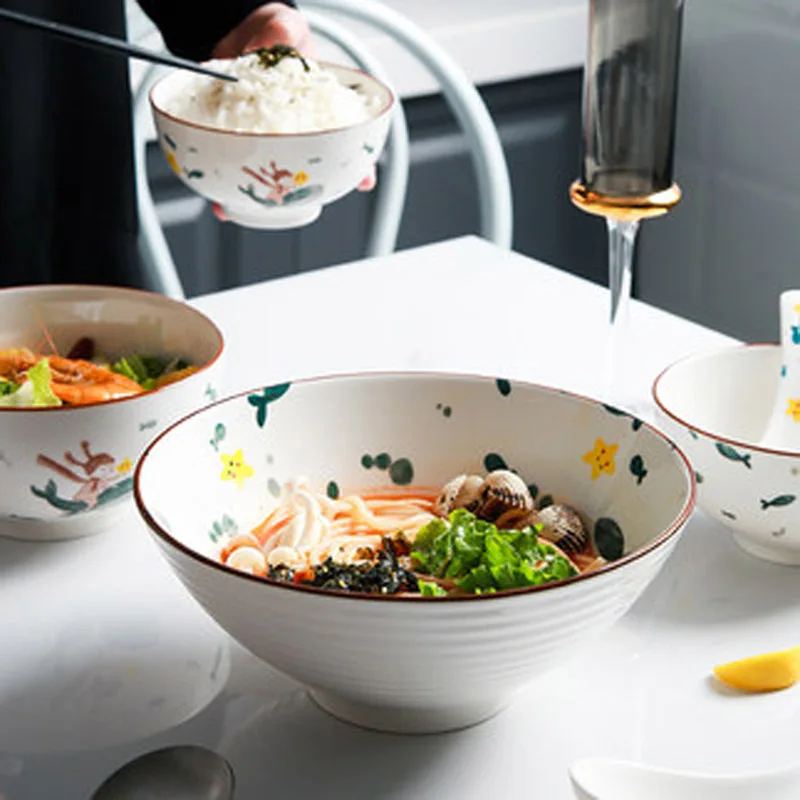 FANCITY Креативна керамични съдове в скандинавски стил, японската домакински ориз и купа, купа за супа, купа за рамена, купа за шапки, голяма лъжица суповая1
