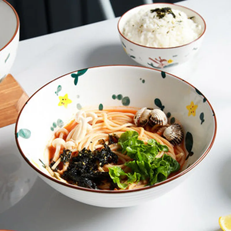FANCITY Креативна керамични съдове в скандинавски стил, японската домакински ориз и купа, купа за супа, купа за рамена, купа за шапки, голяма лъжица суповая5