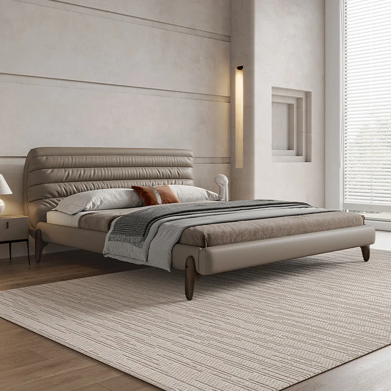 Италианската минималистичная кожено легло, минималистичная начало спалня, сватбена легло, дизайнерски благородна атмосферни двойно легло caterpillar soft b3