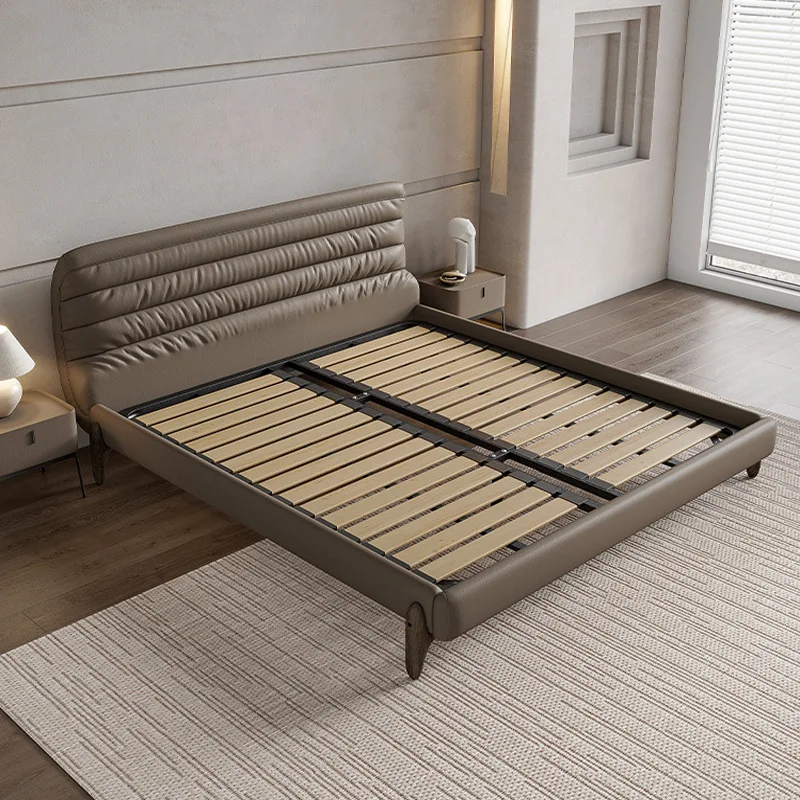 Италианската минималистичная кожено легло, минималистичная начало спалня, сватбена легло, дизайнерски благородна атмосферни двойно легло caterpillar soft b4