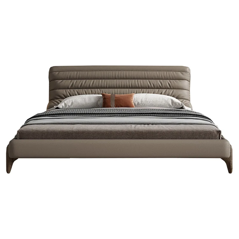 Италианската минималистичная кожено легло, минималистичная начало спалня, сватбена легло, дизайнерски благородна атмосферни двойно легло caterpillar soft b5