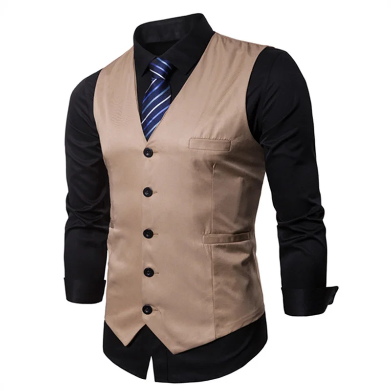 Нов мъжки костюм, жилетка, елегантен всекидневен жилетка, официално оборудвана костюм, жилетки, мъжки однотонная бизнес жилетка за булчински рокли, мъжки дрехи3