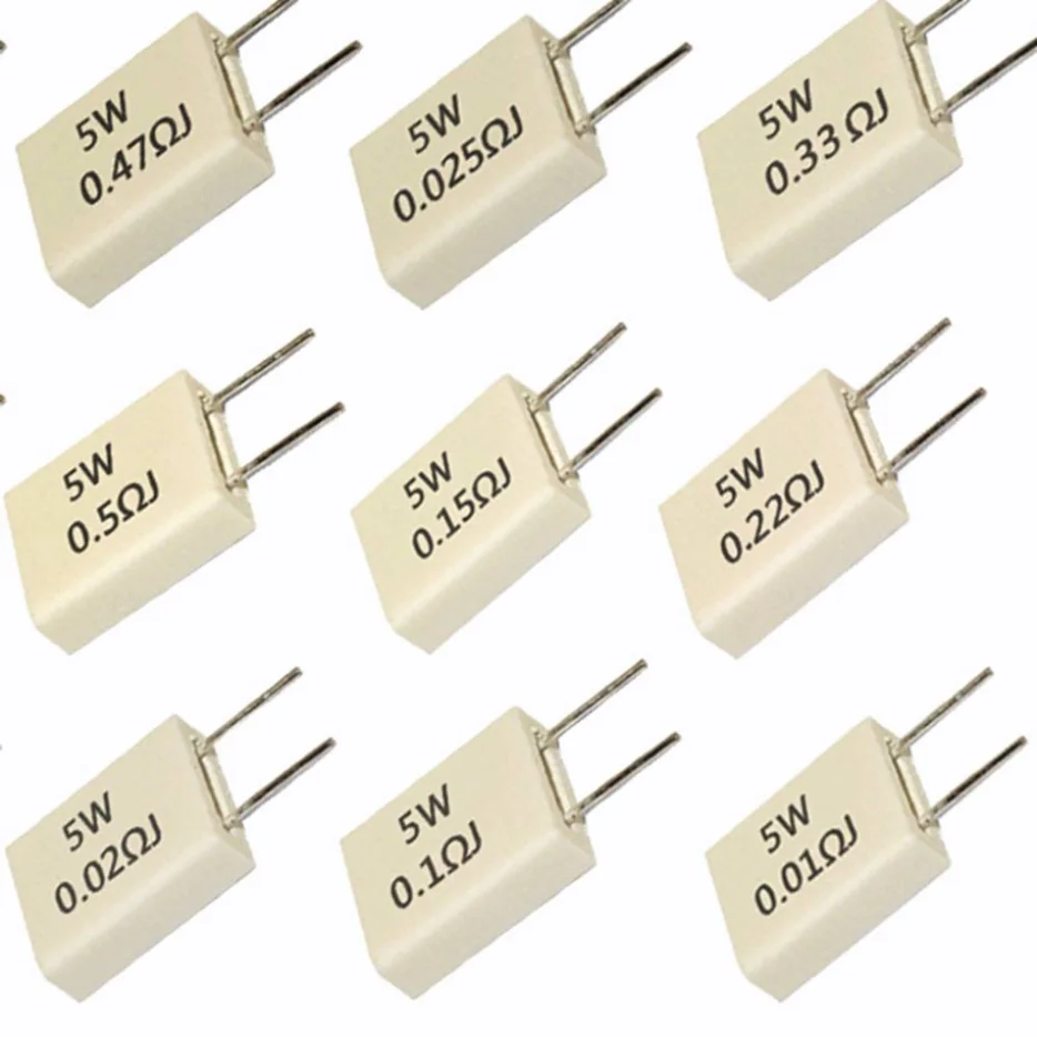 50шт MPR BPR SLR RX27-6 5 W Неиндуктивный резистор циментов 0.01 0.02 0.025 0.03 0.047 0.05 0.1 0.2 0.25 0.3 0.33 0.47 0.5 RJ Ома0