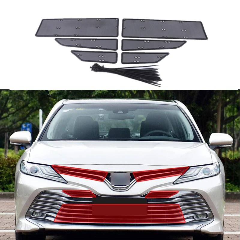 Поставяне на предната решетка от неръждаема стомана, мрежа за защита от насекоми, накладки за Toyota Camry 2018 2019, аксесоари за стайлинг на автомобили0