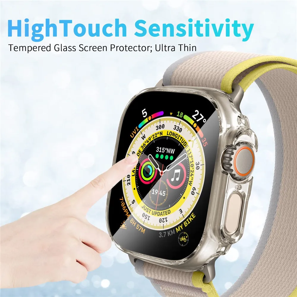 HD Прозрачно защитно фолио за екрана на Apple Watch Ultra 49 мм, лесна за инсталиране, фолио, изработени от закалено стъкло, водоустойчив, защищающая от надраскване iWatch Ultra1