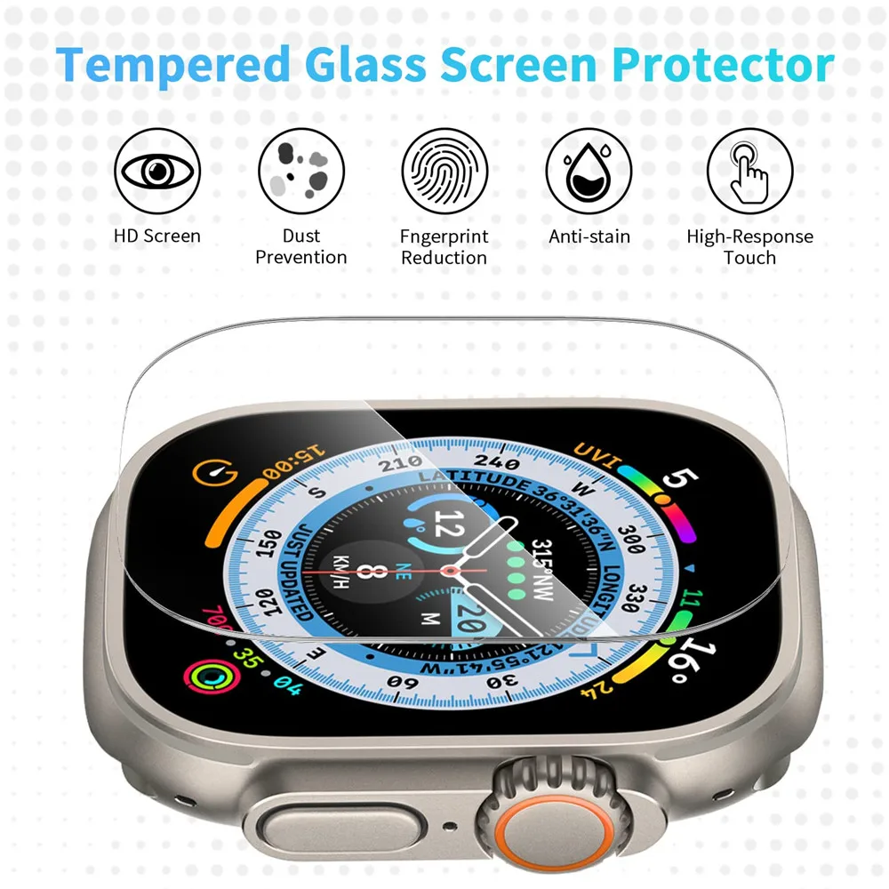 HD Прозрачно защитно фолио за екрана на Apple Watch Ultra 49 мм, лесна за инсталиране, фолио, изработени от закалено стъкло, водоустойчив, защищающая от надраскване iWatch Ultra3