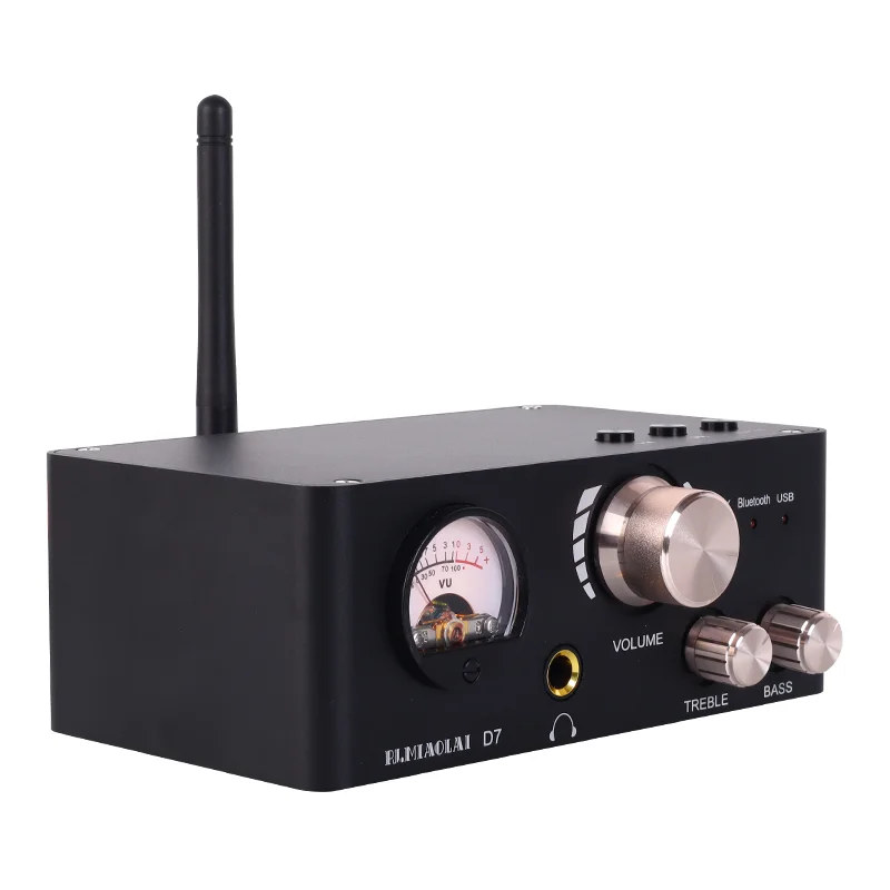 PJ. MIAOLAI D7 Hi-Fi Bluetooth Аудио Усилвател NE5532 MA12070 Усилвател за Слушалки и AUX, USB 80 W × 2 За Домашен Усилвател С VU-метра0