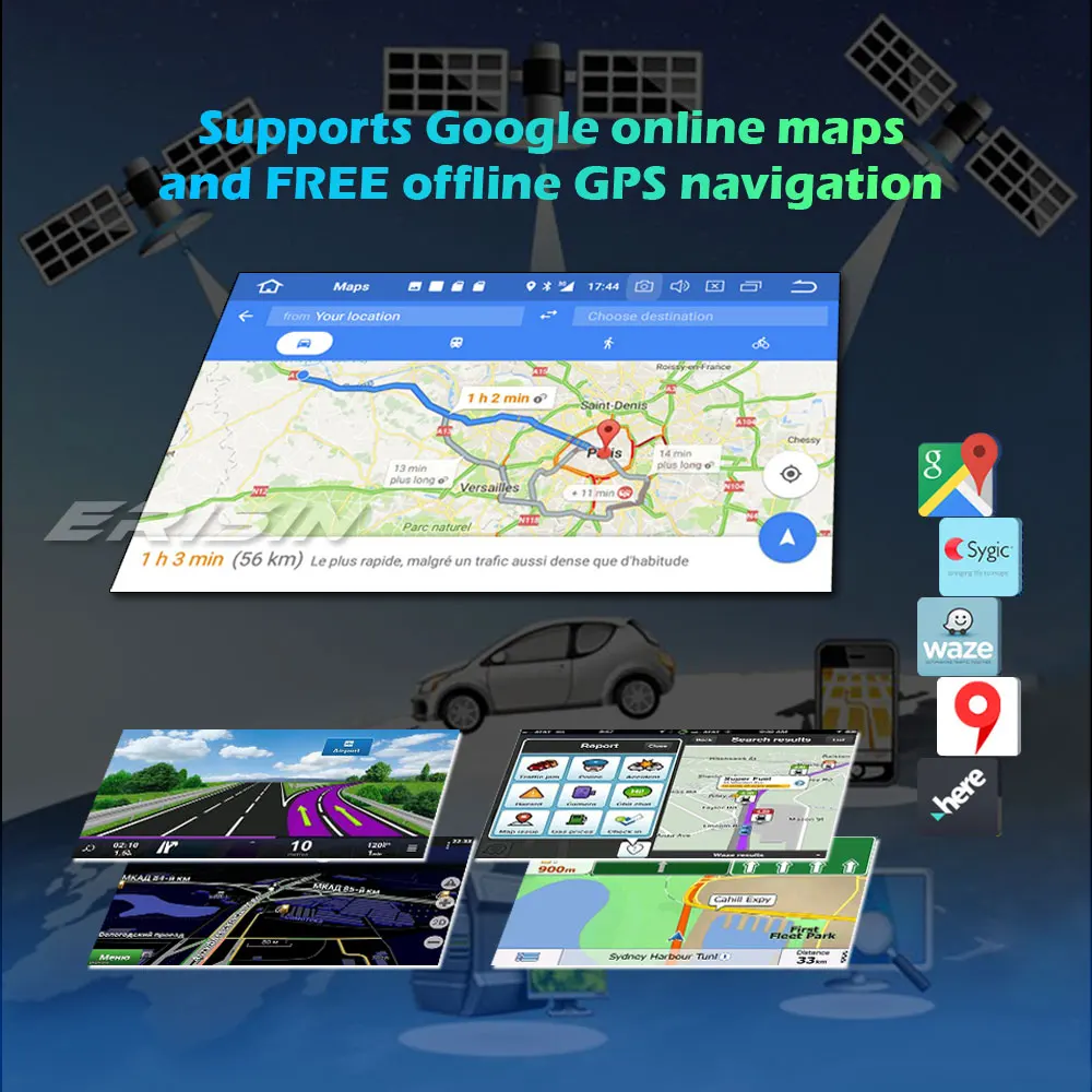 Erisin 5137 Android 10,0 Универсален Автомобилен Стерео CarPlay GPS, WiFi, Bluetooth ГУМИТЕ DVB-T2 DAB + Радио OBD2 DVR USB SD 2Din CD / DVD Navi2