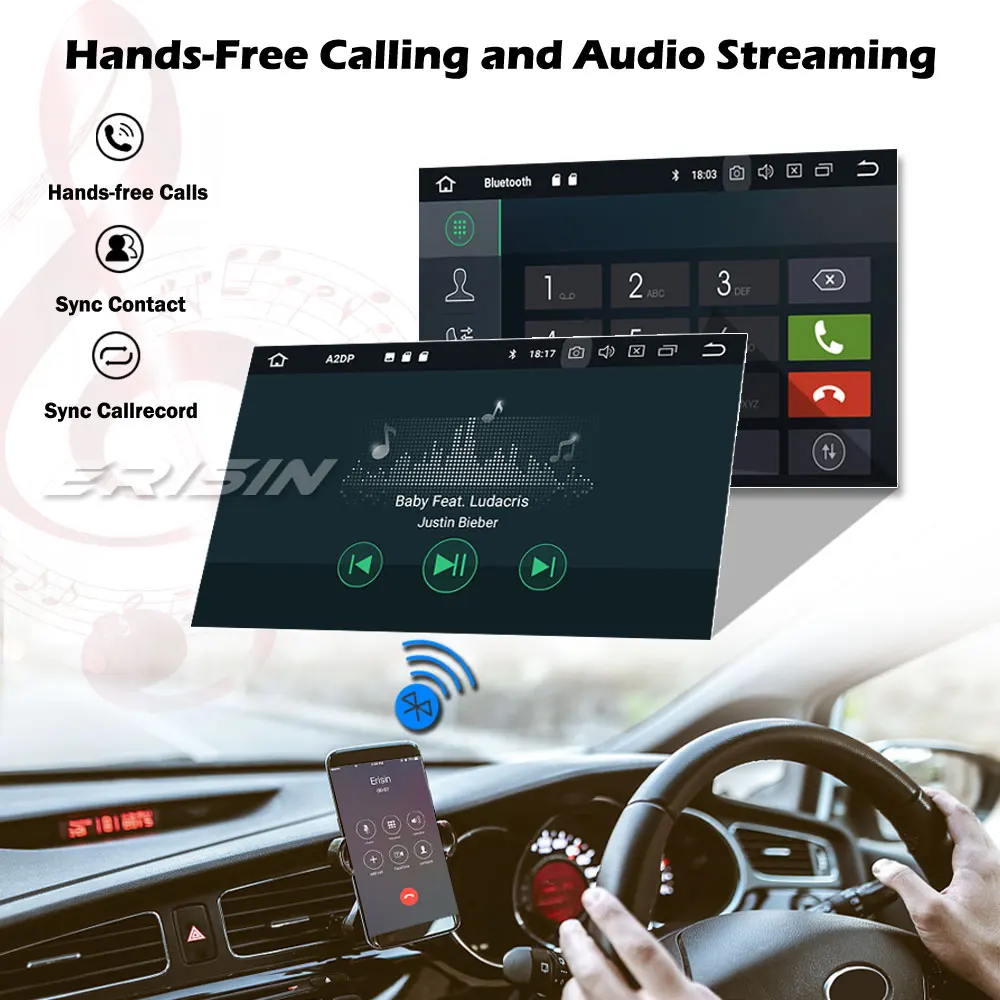 Erisin 5137 Android 10,0 Универсален Автомобилен Стерео CarPlay GPS, WiFi, Bluetooth ГУМИТЕ DVB-T2 DAB + Радио OBD2 DVR USB SD 2Din CD / DVD Navi4