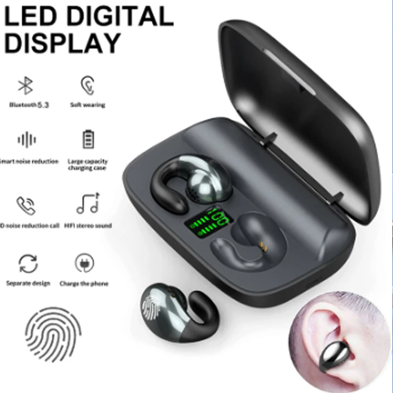 Аудио Слушалки С Серьгой за Уши С Костна Проводимост Безжични Слушалки Bluetooth 5.3 Високо Качество на Звука Auriculares Earbud за VIVO0