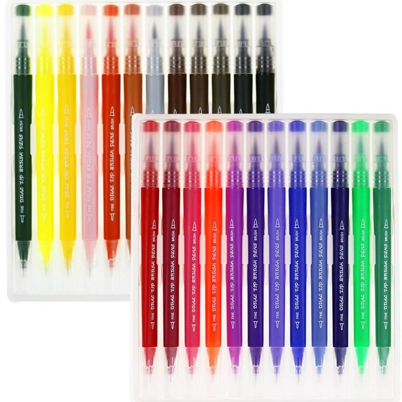 Боя Набор от маркери с две четки Четка и тънки дръжки за colorization на Миниатюрите, калиграфията, манга, стоки за ръкоделието, на канцеларски материали за рисуване0