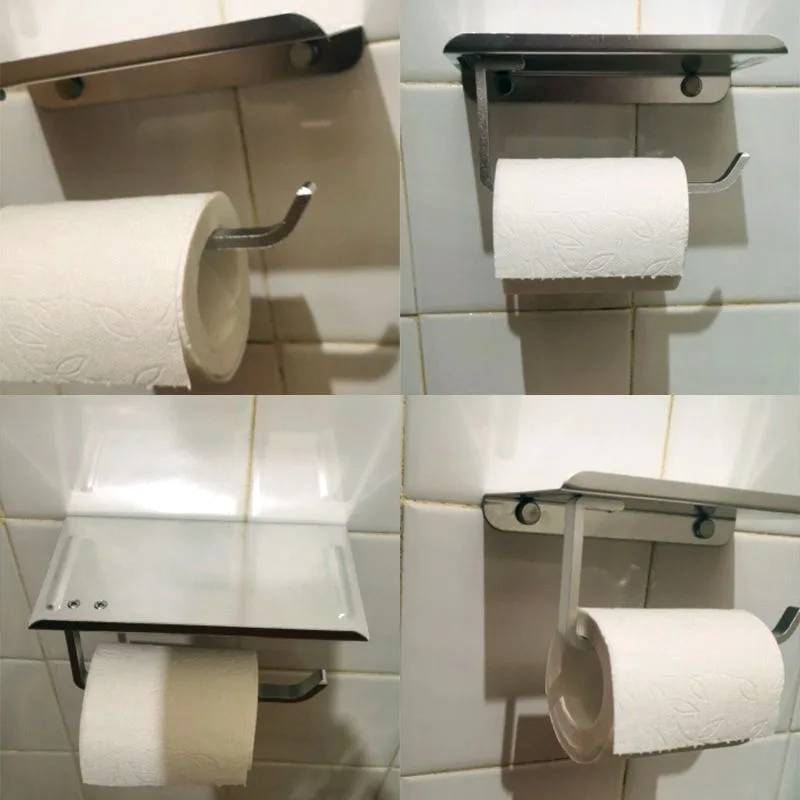 Държач за тоалетна хартия, рафт и с тава, аксесоари за баня, кухненски стенен държач за ролка тоалетна хартия3