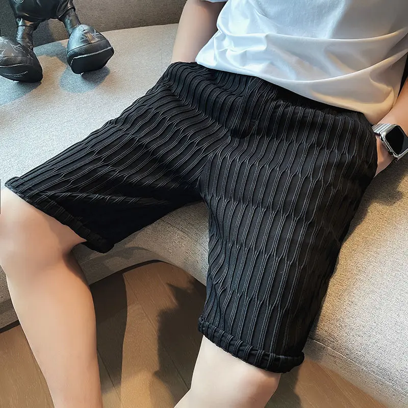 Ежедневието на обикновен панталони до коляното, мъжки облекла, младежка енергия, универсални летни един стилен корейски къси панталони с еластичен шнурком2
