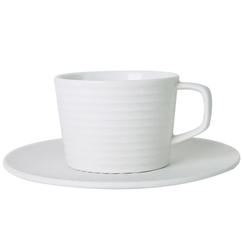 Набор от кафе чаши от японски порцелан с блюдцем, Креативна офис проста чаена чаша, керамични домакински шарени матирана чаша за мляко за закуска4