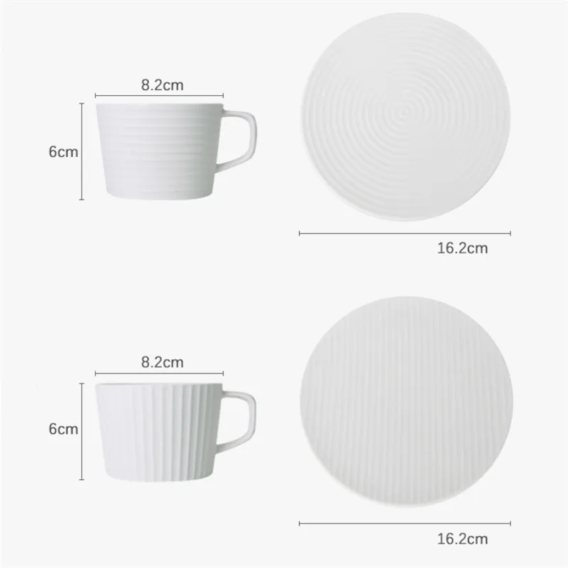 Набор от кафе чаши от японски порцелан с блюдцем, Креативна офис проста чаена чаша, керамични домакински шарени матирана чаша за мляко за закуска5