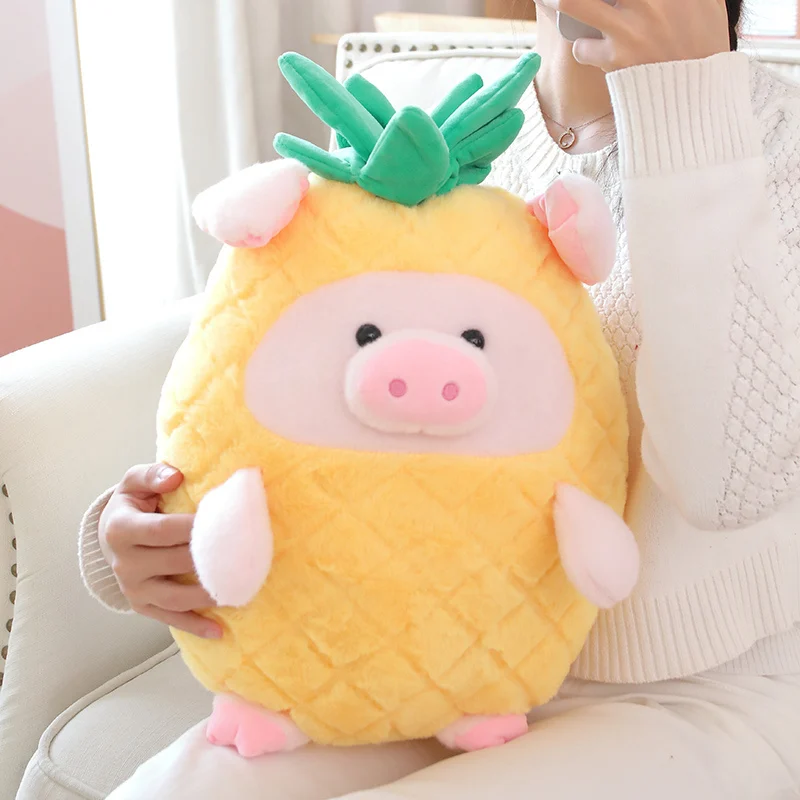 Kawaii Fruit Play Pig Плюшен възглавница, Играчка, Сладък Ананас Прасе, Плюшен Кукла, Мека възглавница за животни, Меки детски подарък За рожден Ден3