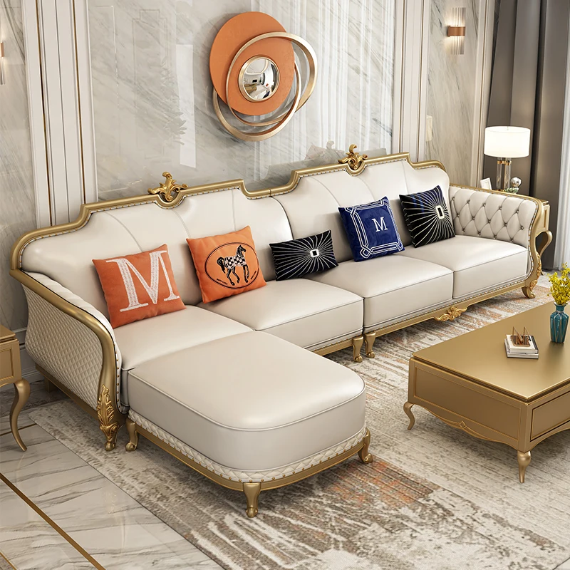 Лесен луксозен кожен диван директно реда за четирима души, е проста европейската хол от телешка кожа, малки домакински комбинация0