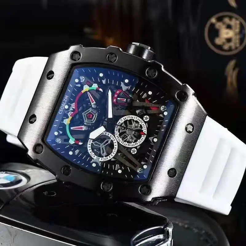 модерен мъжки часовник с 3 контакти, най-добрата марка за луксозни силиконови спортни часовници, мъжки кварцов часовник с дата Reloggio Mascurino2