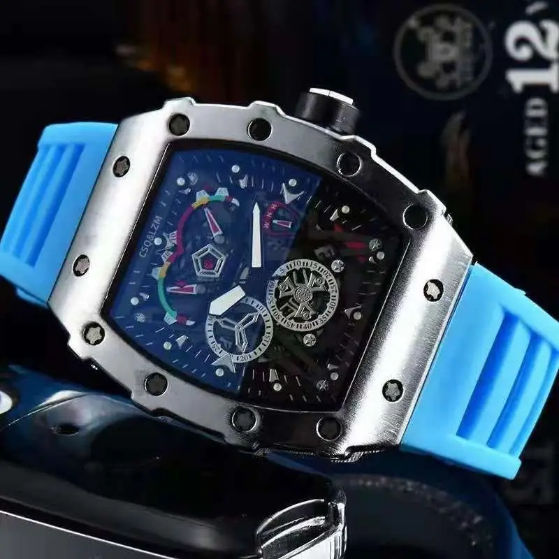 модерен мъжки часовник с 3 контакти, най-добрата марка за луксозни силиконови спортни часовници, мъжки кварцов часовник с дата Reloggio Mascurino3