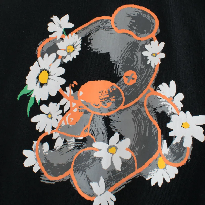 Корейска детска тениска с къс ръкав и шарките Хубава Мечка Топ с кръгло деколте, Дрехи за малките момичета, Детски Дрехи 2023, Пролетно-летни дрехи2