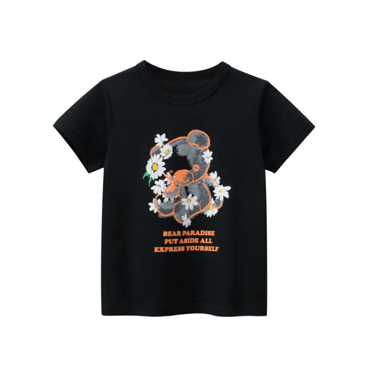 Корейска детска тениска с къс ръкав и шарките Хубава Мечка Топ с кръгло деколте, Дрехи за малките момичета, Детски Дрехи 2023, Пролетно-летни дрехи5