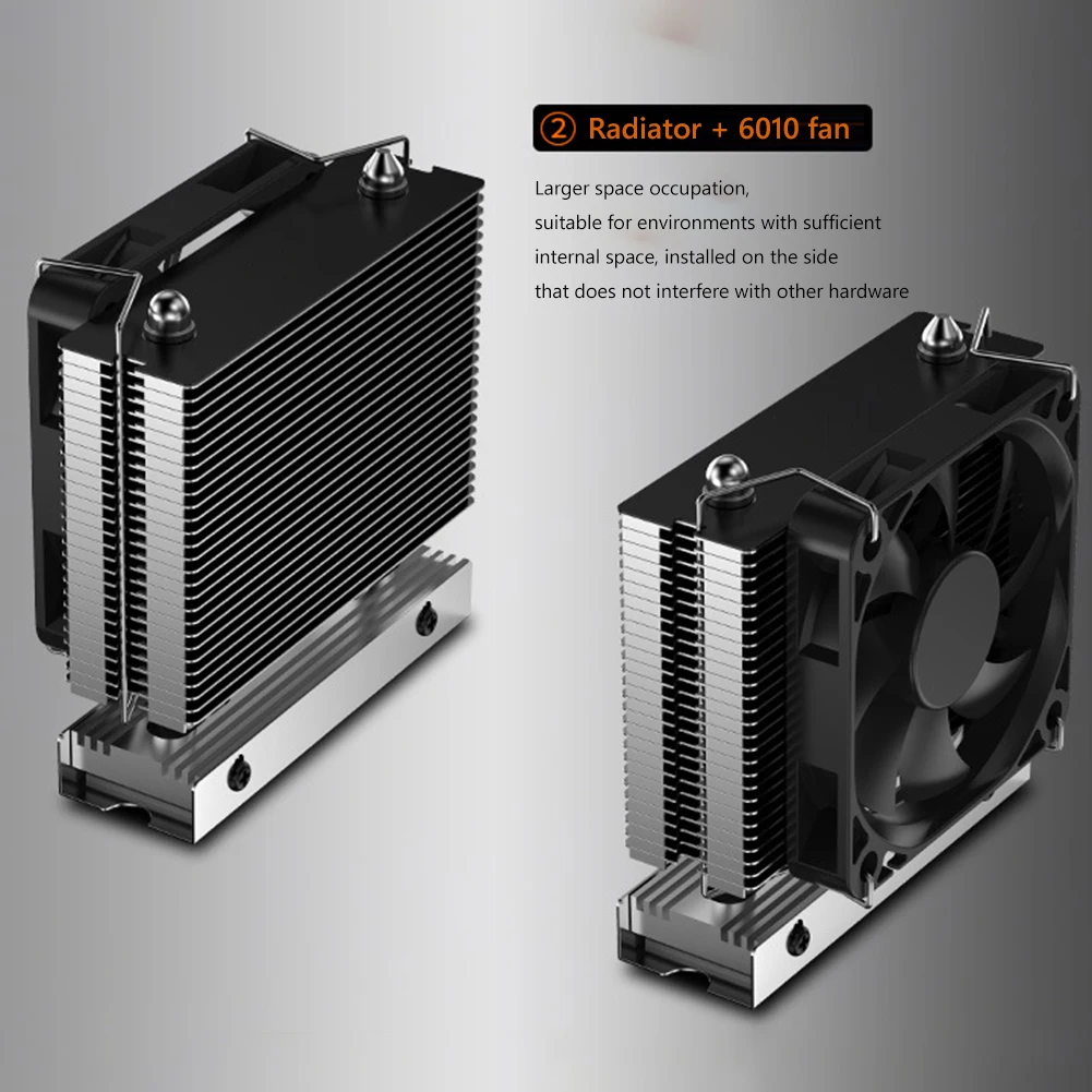 Радиатор Твърди твърд диск M2 2280 с Вентилатор 6010 SSD-Радиатор PCI-E 4.0/5.0 Алуминиев Охладител Охладител за Охлаждане Thermal Pad1