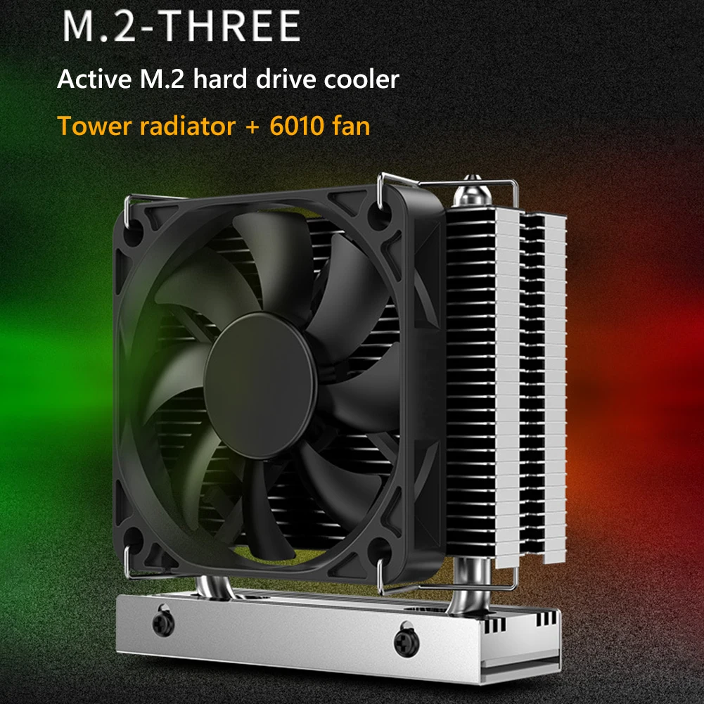 Радиатор Твърди твърд диск M2 2280 с Вентилатор 6010 SSD-Радиатор PCI-E 4.0/5.0 Алуминиев Охладител Охладител за Охлаждане Thermal Pad2