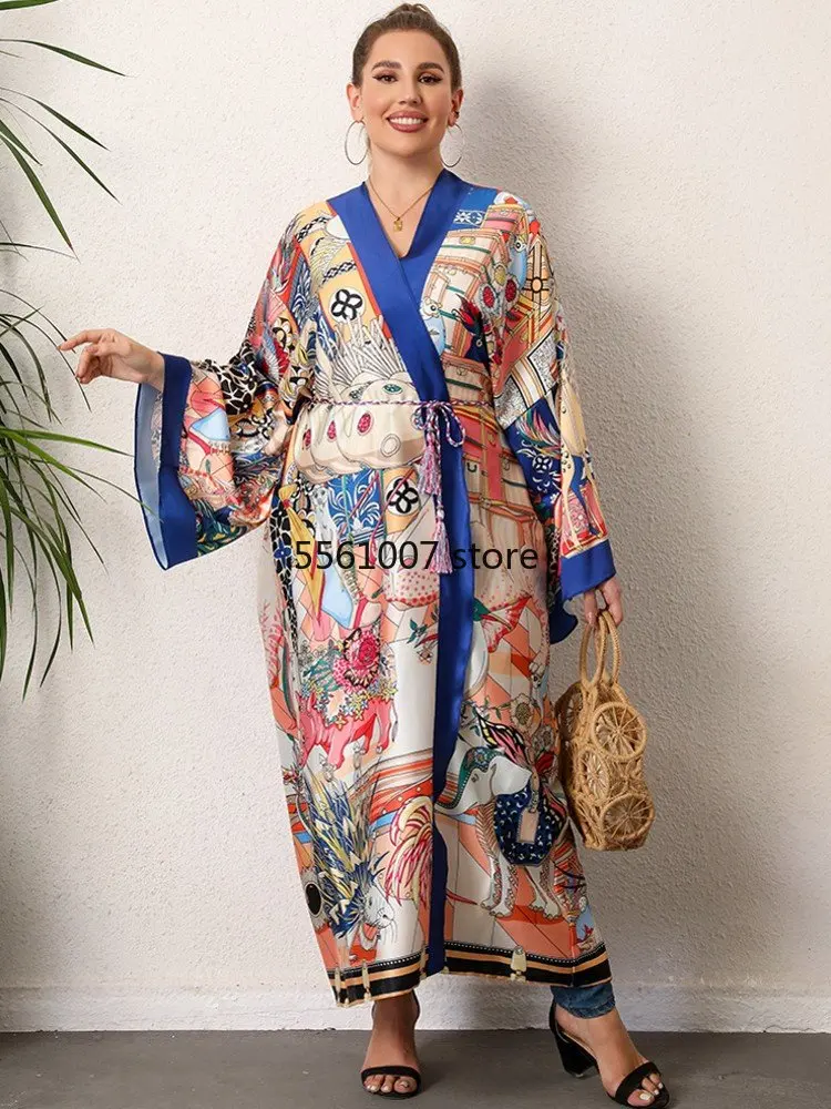 Палто от полиестер в африканския стил за жени дашики, нов стил, пролетта и есента рокля мода африканска дрехи, японското кимоно2