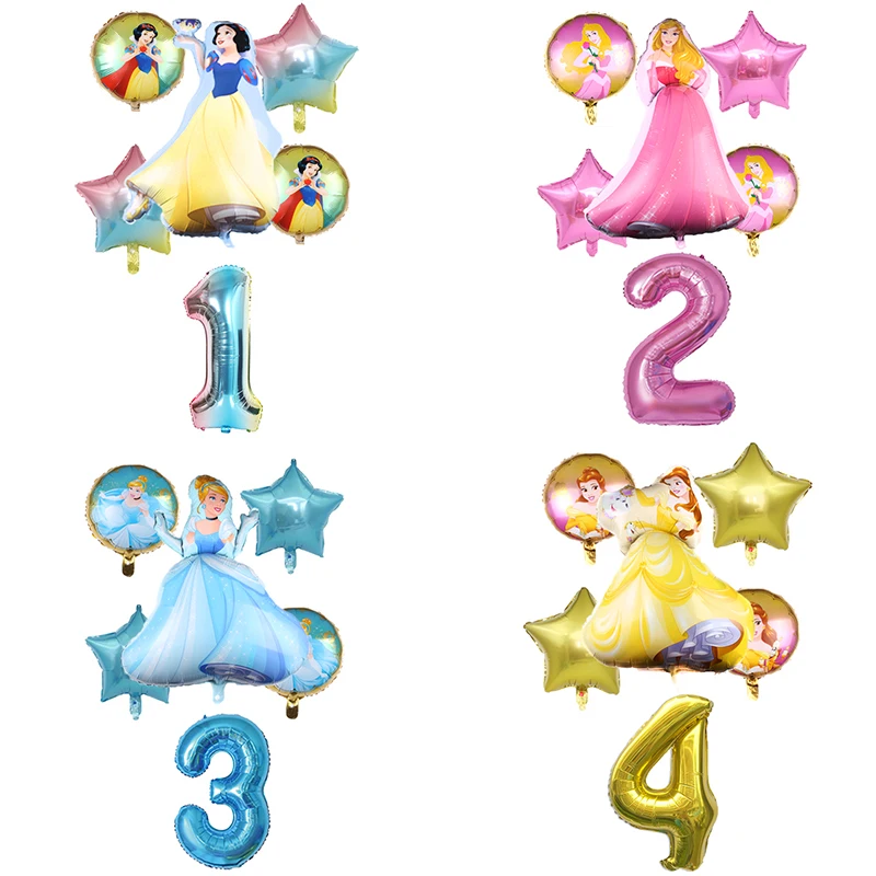 6 бр./лот, балони принцеса, 32-инчов номер, Снежанка, балони топки за душата на детето, украса за парти в чест на рождения ден, играчки за момичета0