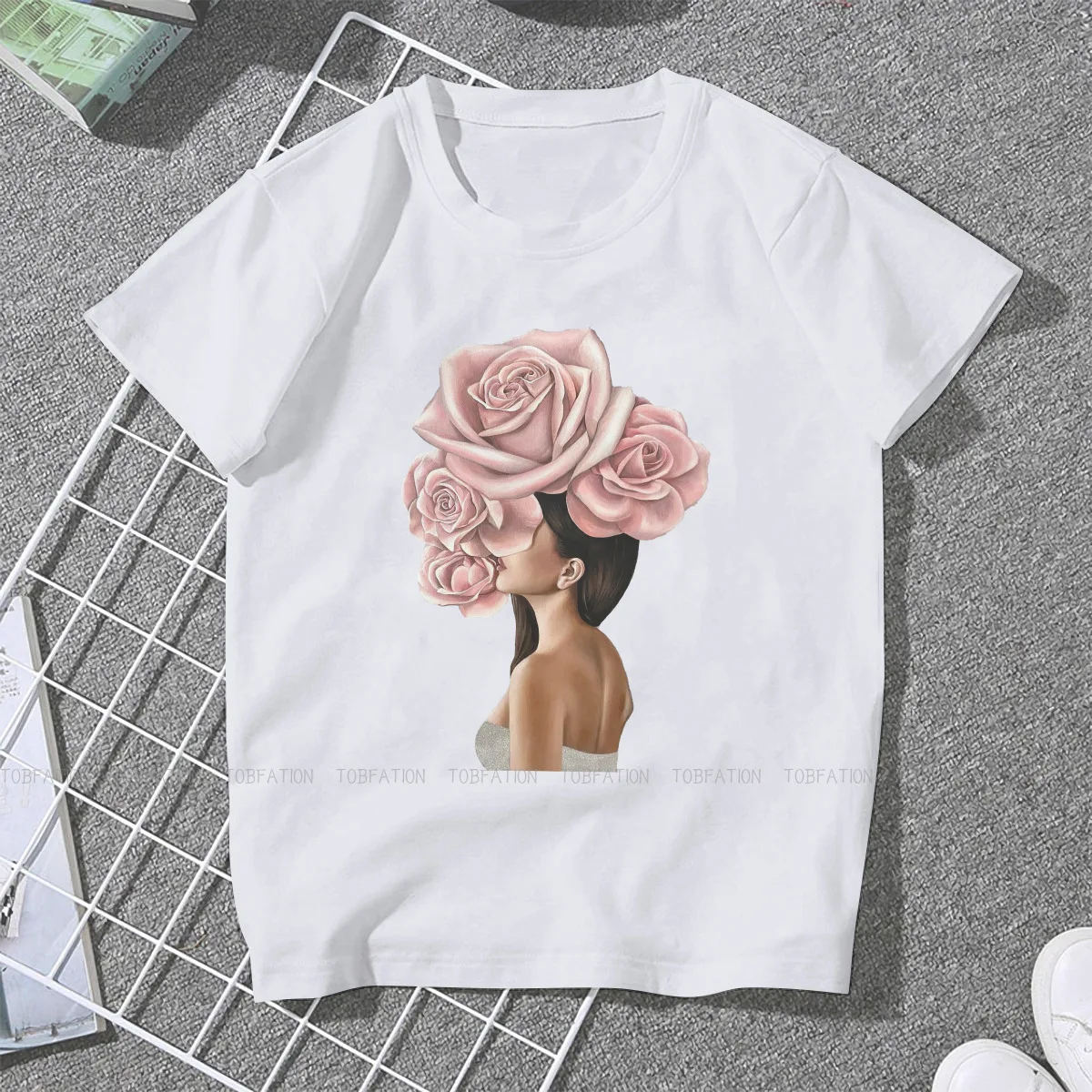 Pink Lady Rose, дамски дрехи, любител на цветя, графични дамски тениски, реколта графични свободни блузи, тениски Kawaii, градинска дрехи за момичета4