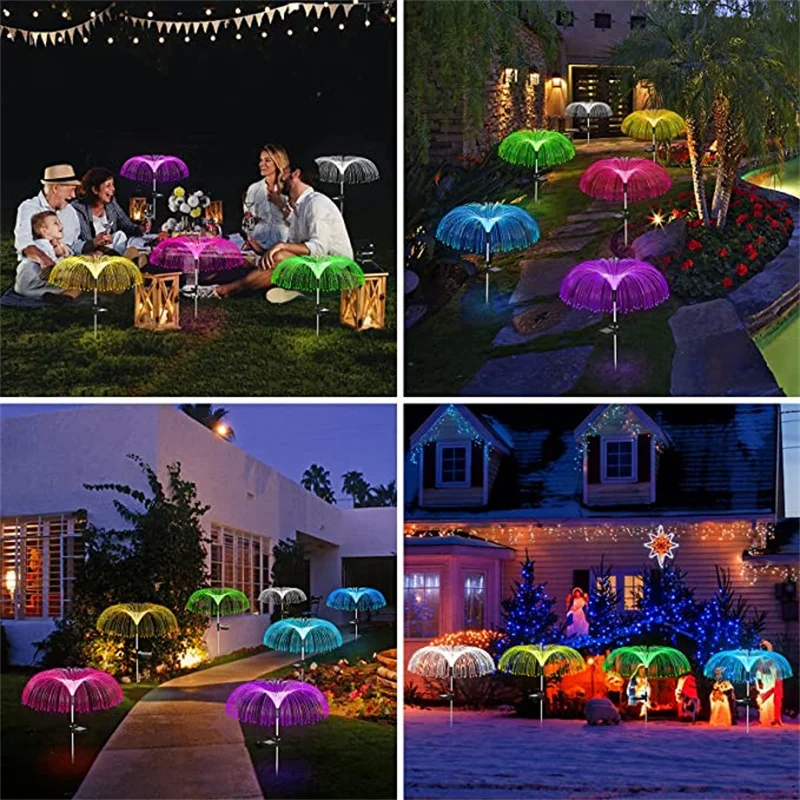 Z40 7 цвята, лампа във формата на медузи, led Слънчев Градински лампа, водоустойчив Външен оптичен прожектор, Украса пътеки за двор, уличен фенер4