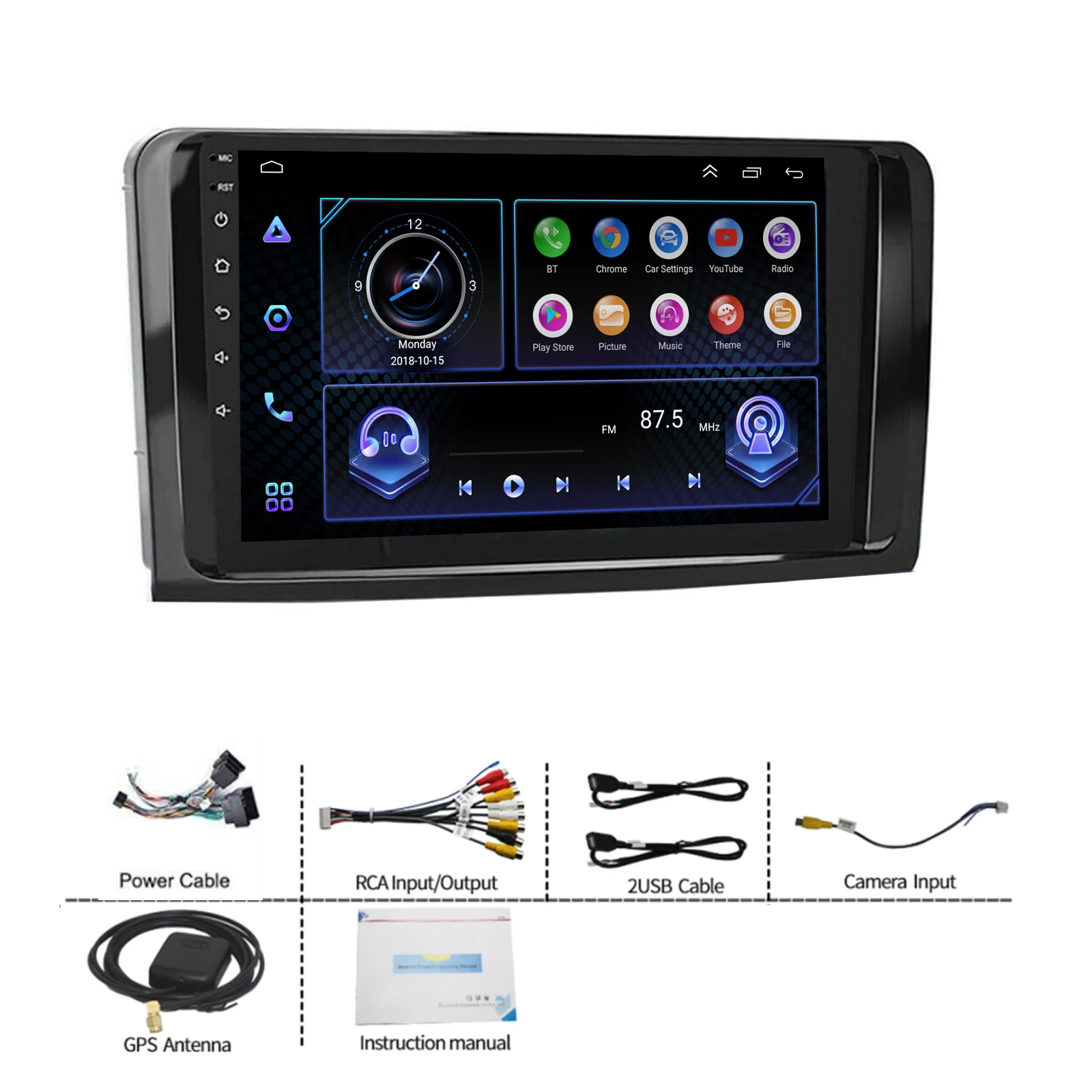 Автомобилно радио За Mercedes Benz ML/GL-Class W164 X164 Мултимедиен плеър Carplay Android Авто Стерео AHD Помещение 2 + 32 GB2