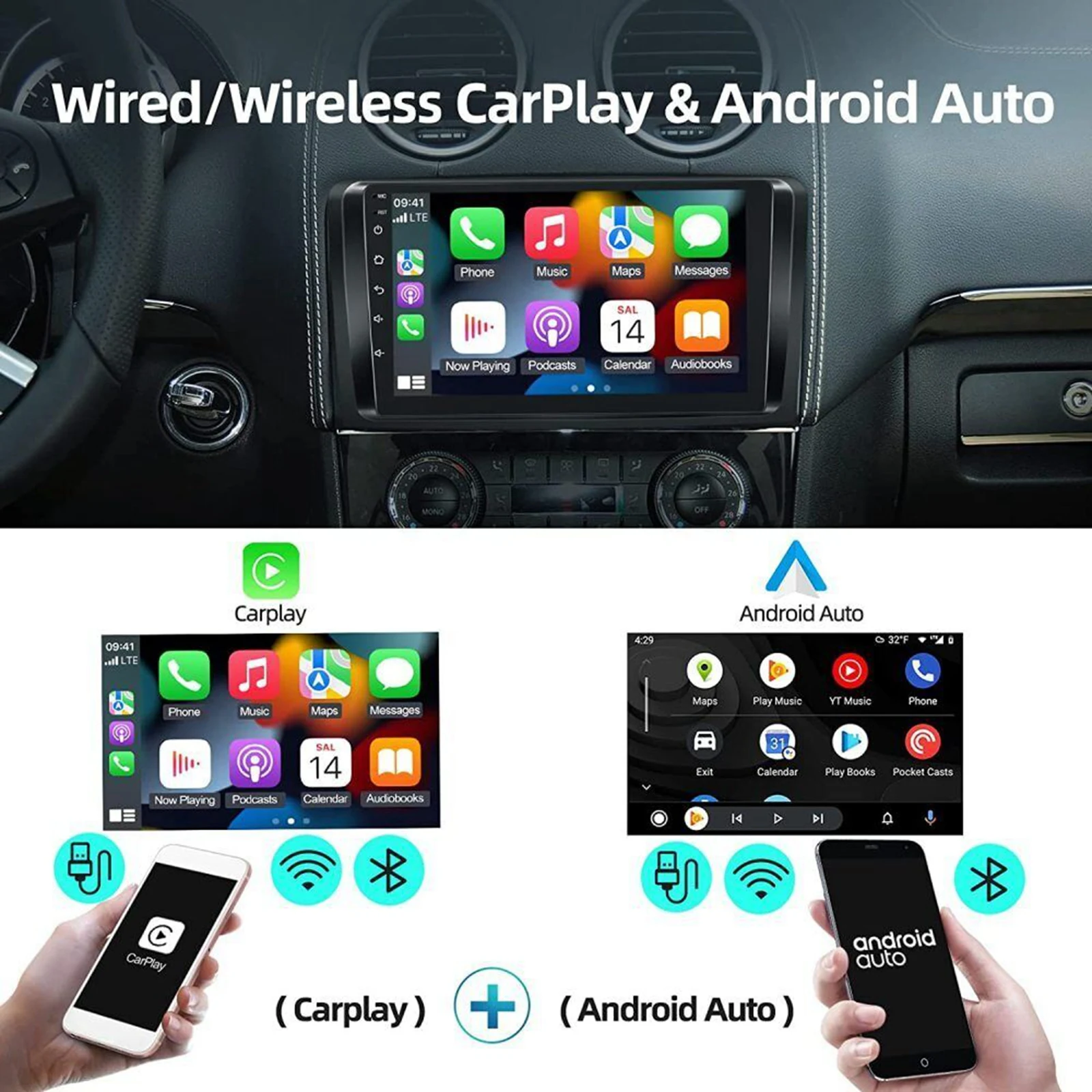 Автомобилно радио За Mercedes Benz ML/GL-Class W164 X164 Мултимедиен плеър Carplay Android Авто Стерео AHD Помещение 2 + 32 GB5