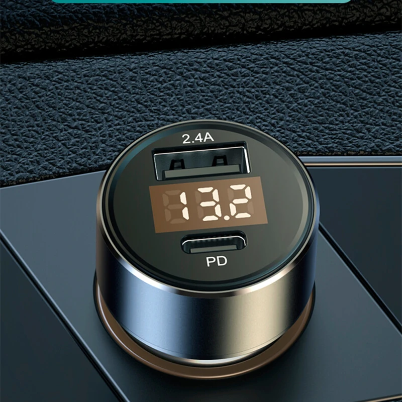 Универсално автомобилно бързо зарядно устройство PD 2.4 A, бързо зарядно устройство, led дисплей, определянето на напрежение за автомобил телефона, адаптера за зарядно за кола, аксесоари1