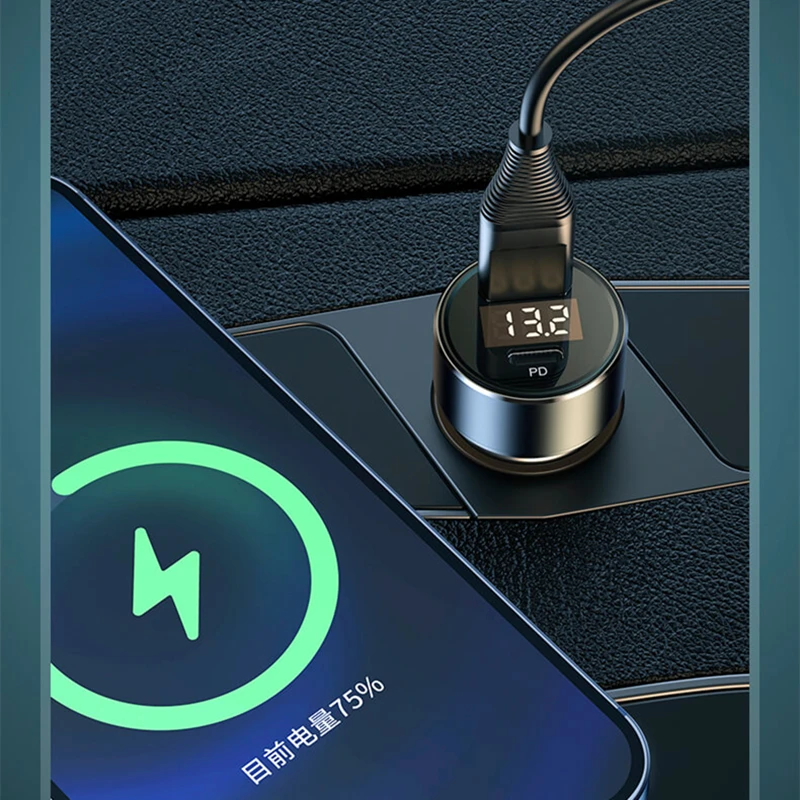 Универсално автомобилно бързо зарядно устройство PD 2.4 A, бързо зарядно устройство, led дисплей, определянето на напрежение за автомобил телефона, адаптера за зарядно за кола, аксесоари3