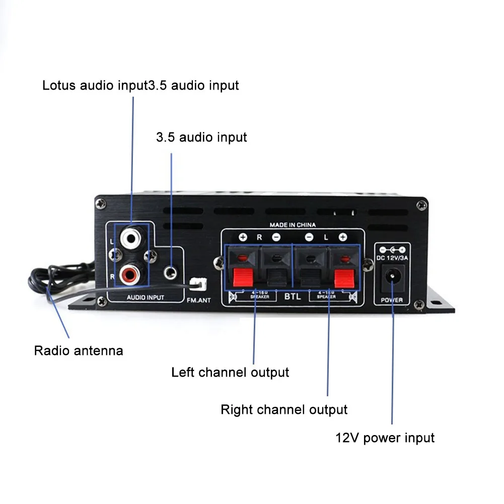 Аудиоусилитель AK-370/380, съвместим с Bluetooth, 2-канален Цифров, субуфери, Усилватели 40 W + 40 W, HI-FI Стереоусилитель, Домашен Усилвател3