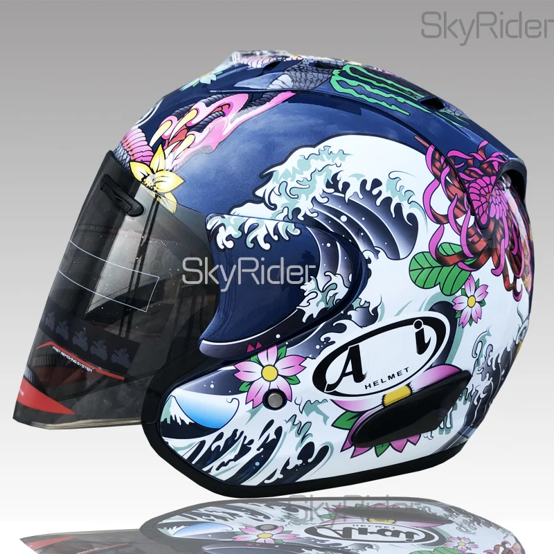 Мотоциклет шлем с открито лице Dong ying long-тъмен цвят, за езда, за мотокрос, каска за мотобайка0
