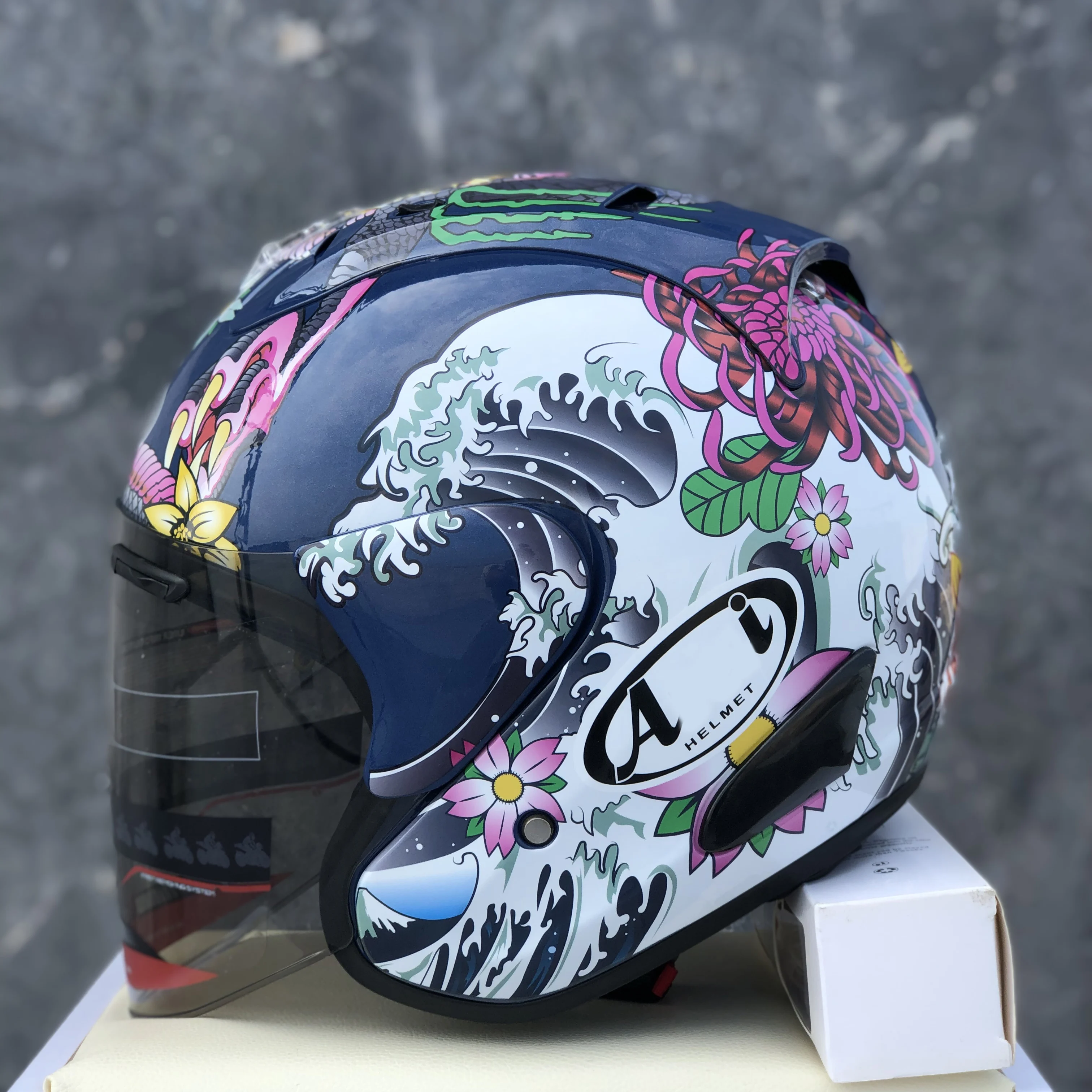 Мотоциклет шлем с открито лице Dong ying long-тъмен цвят, за езда, за мотокрос, каска за мотобайка1