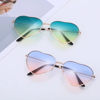 1 ПРЕДМЕТ, слънчеви очила във формата на сърце в ретро стил, UV 400, автомобилни, мотоциклетни, прахозащитен, дамски модни слънчеви очила метална рамка
