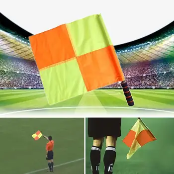 1 Чифт съдийски флагове, изискана лесен за използване тръба от неръждаема стомана, знаме на футболен съдия, лайнсмена, инструмент за футболен съдия