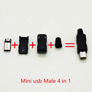 10/20 комплекти штекерного конектор Mini-USB 2.0 (4 в 1) Mini USB Jack 5Pin Штепсельная контакт С Пластмасов капак, С опашка В събирането Диаметър от 3,2 mm