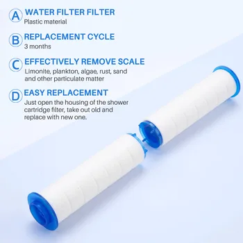 10 бр. сменяеми филтър за душ за твърда вода-Филтър за вода за душ с висока производителност за отстраняване на хлор и флуор