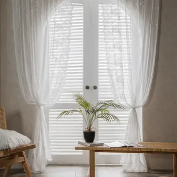 2 бр. лейси завеса, обикновен бял тюл, прозрачни завеси за декориране на всекидневна, пердета за спалня, кухненски пердета
