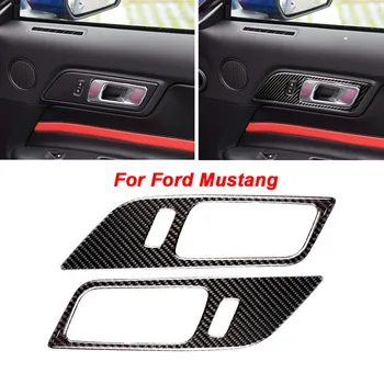 2 елемента Универсален стикер на дръжката на вратата от въглеродни влакна, подходяща за Ford Mustang, аксесоари за подреждане