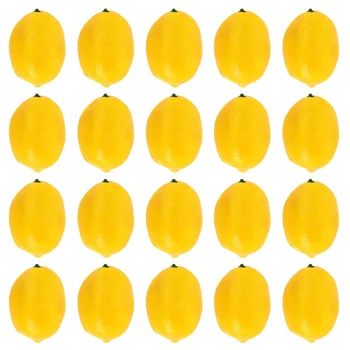 20 бр изкуствени лимони, Лимони, изкуствени лимони, Плодове, жълт на цвят с дължина 3 см и ширина 2 инча