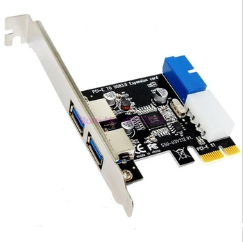 20 бр/лот USB 3.0 PCI-E Адаптер за карта за разширяване на Външен 2-портов хъб USB3.0 Вътрешния 19-пинов конектор 4-пинов Конектор за захранване IDE