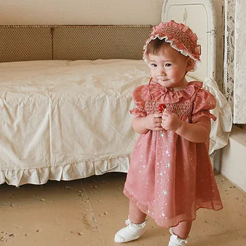 2022 Летни дрехи за малките момичета Модни рокли принцеса с пайети на рожден Ден, детски костюм